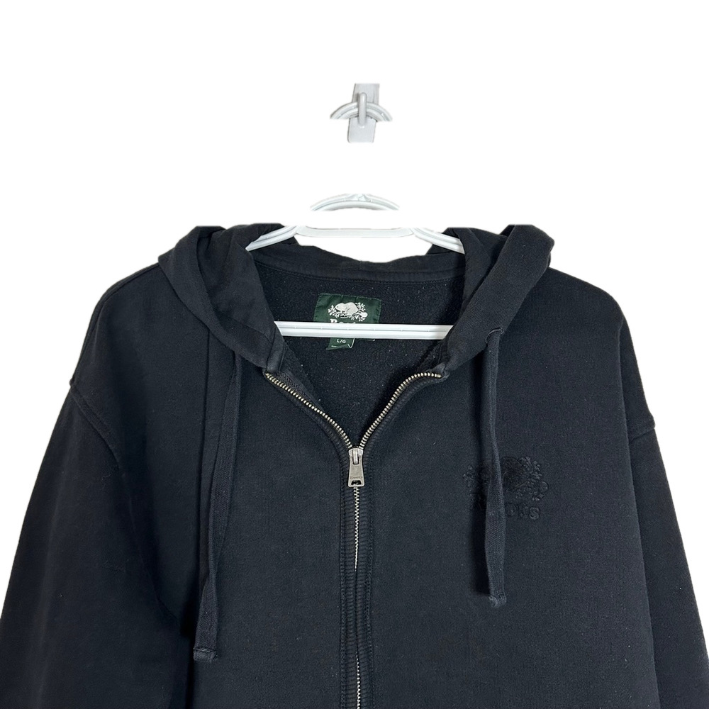 Roots Canada Full Zip Organic Cotton Hoodie Black Size Large Fall Cozy Cabincore